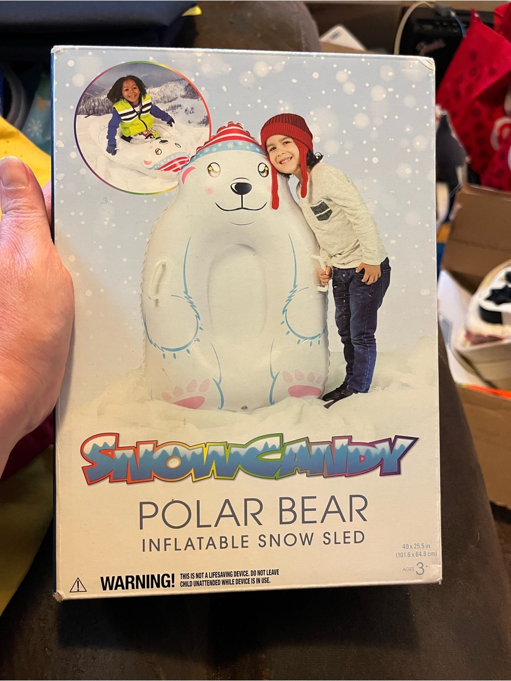 Polar Bear Inflatable Snow Sled - White